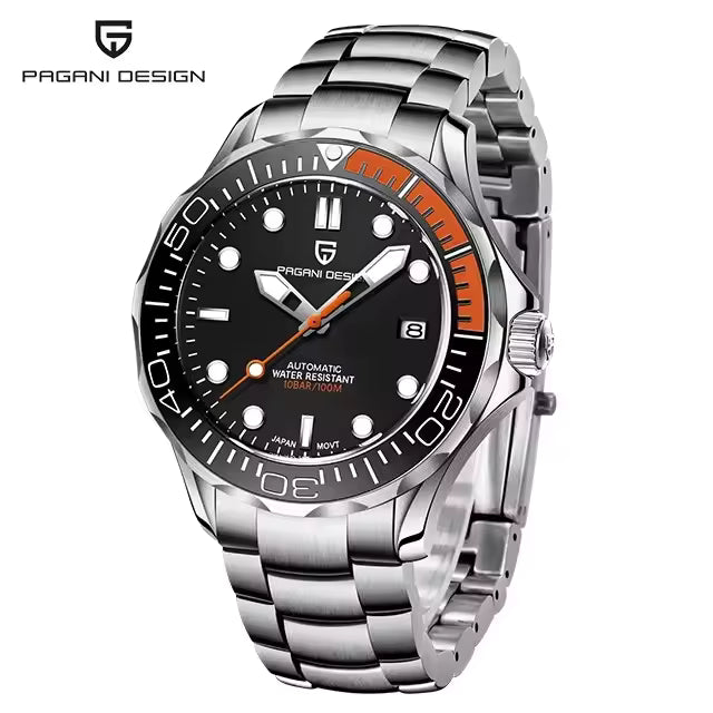 Pagani Design PD-1667 -007 Automatic Watch for Men NH35 Movement Sapphire Crystal 100M Waterproof Stainless Steel Dive Watch