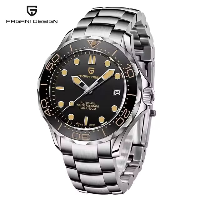 Pagani Design PD-1667 -007 Automatic Watch for Men NH35 Movement Sapphire Crystal 100M Waterproof Stainless Steel Dive Watch