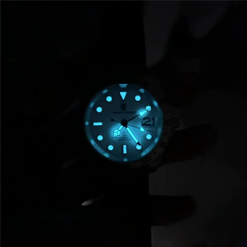 Pagani Design PD-1682 luminous watch glowing blue in dark night visibility