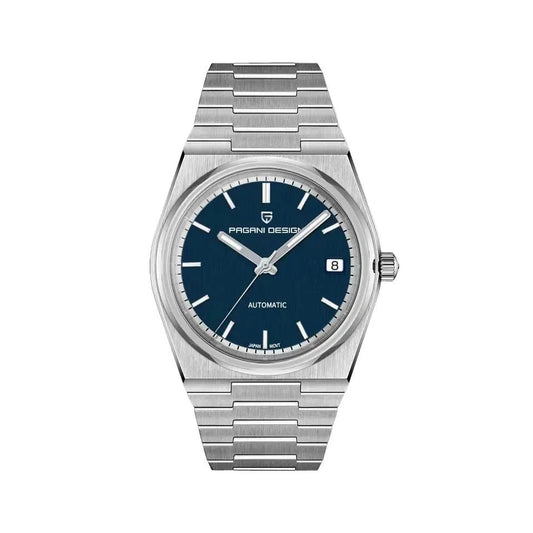 Pagani Design PD-1753 blue dial automatic watch front view PRX style