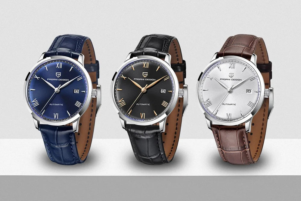 Pagani Design PD-1759 all colors leather strap automatic watch collection  black blue white variants