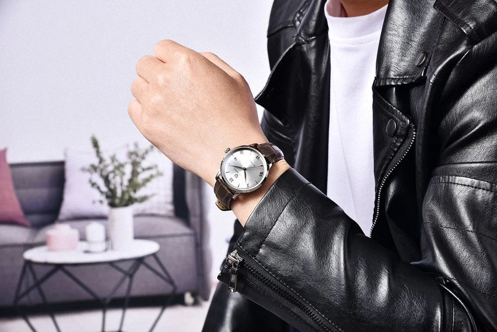 Pagani Design PD-1759 white leather strap watch modern style