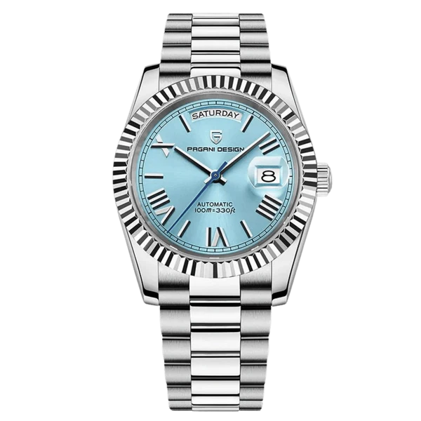 Pagani Design PD1783 ice blue dial luxury automatic watch with President bracelet