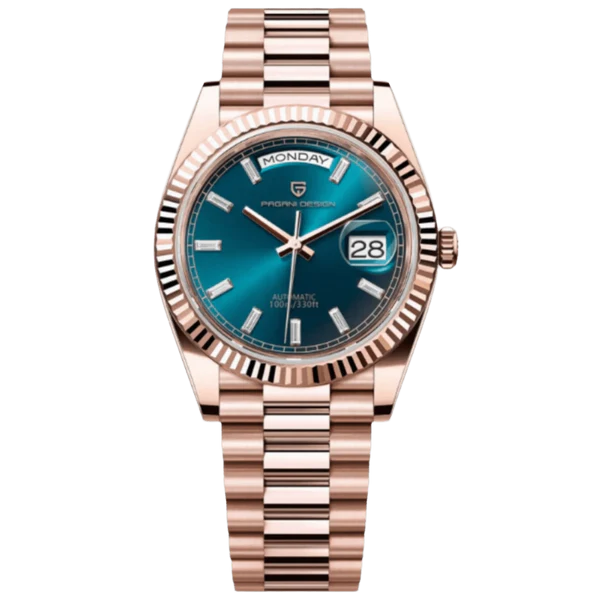 Pagani Design PD1783 rose gold blue dial luxury Day-Date homage watch for men