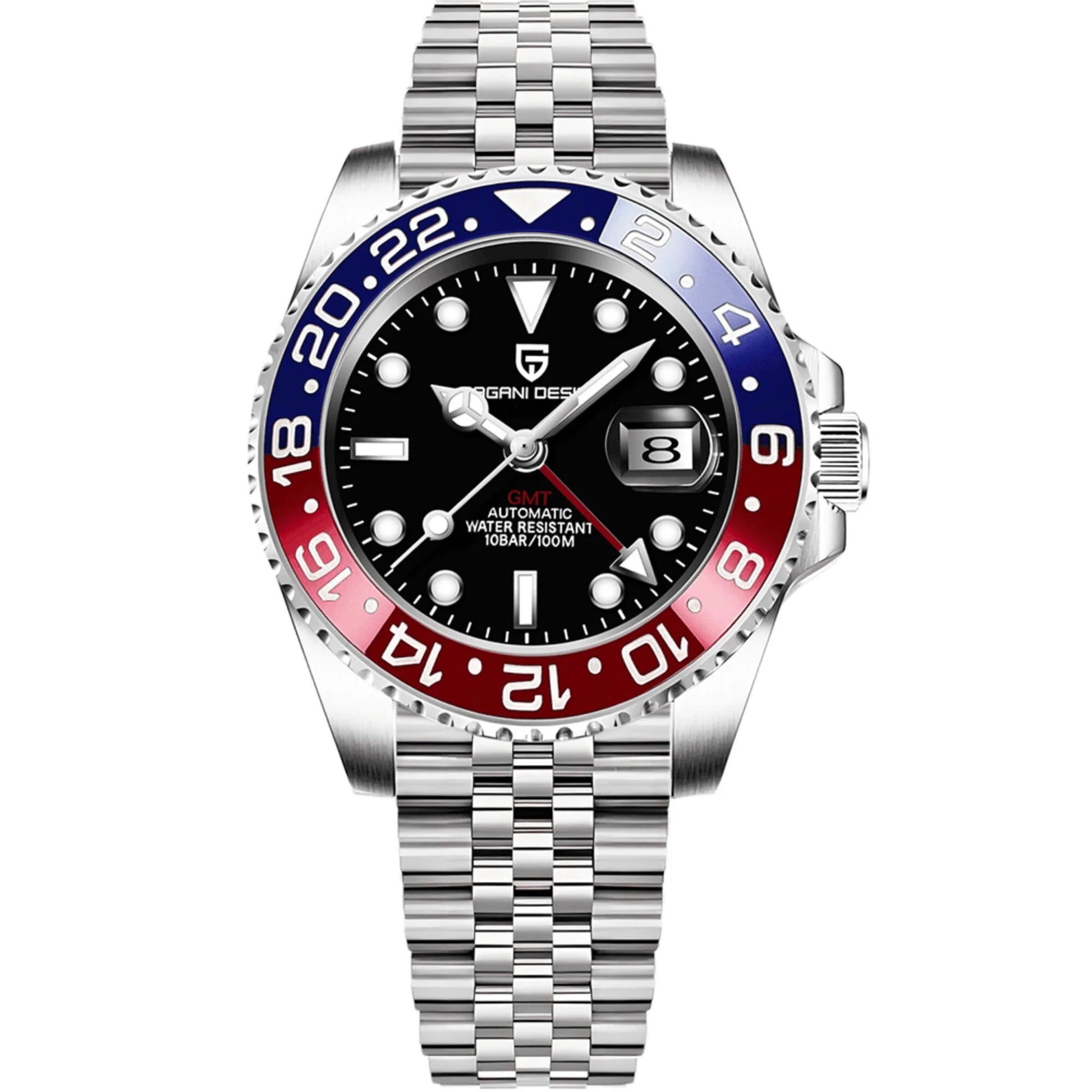 Pagani Design PD-1662 GMT Pepsi bezel front view