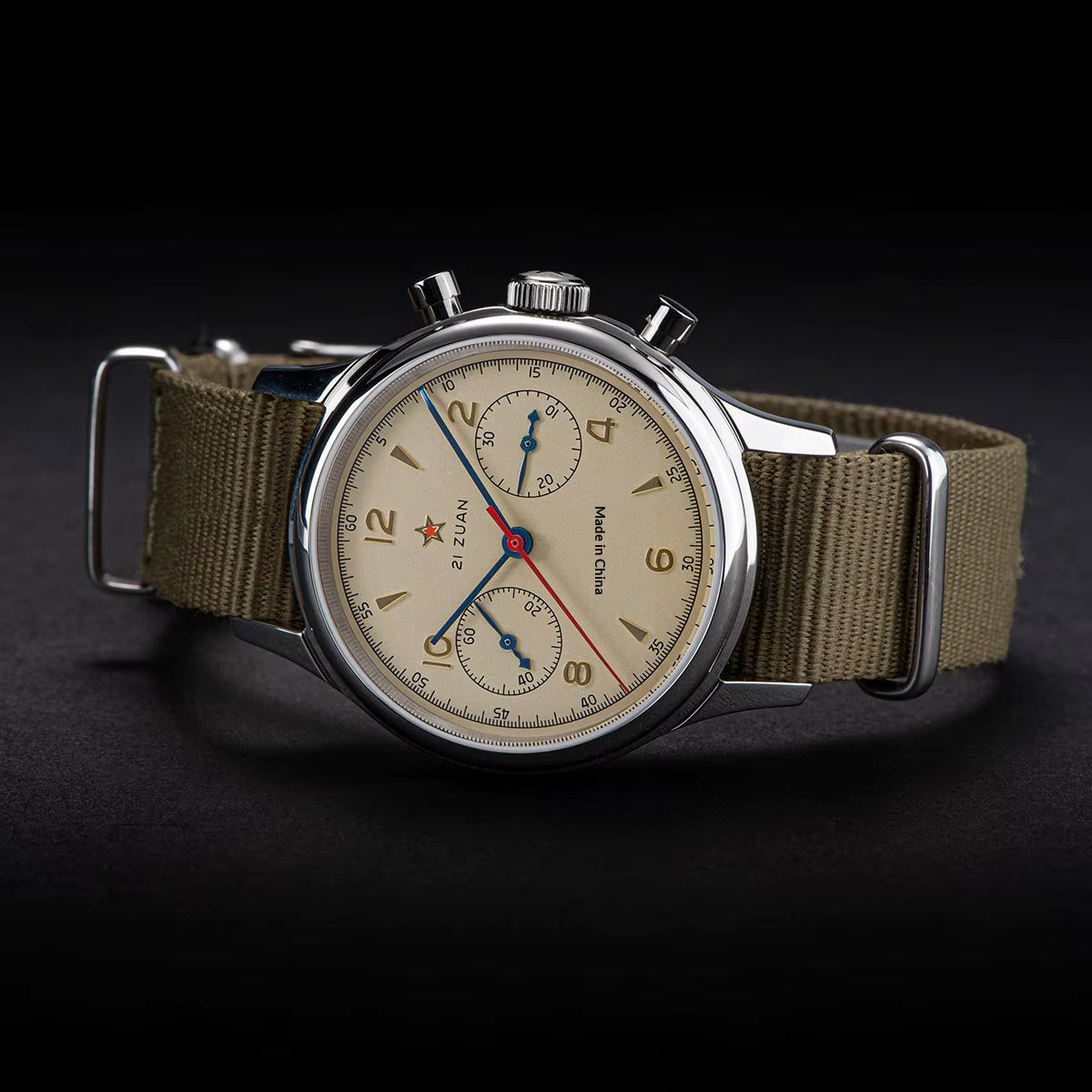 Seagull 1963 watch with military style NATO strap