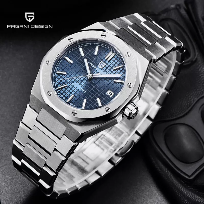 Durable stainless steel bracelet of the Pagani Design PD-1673 automatic men's watch.